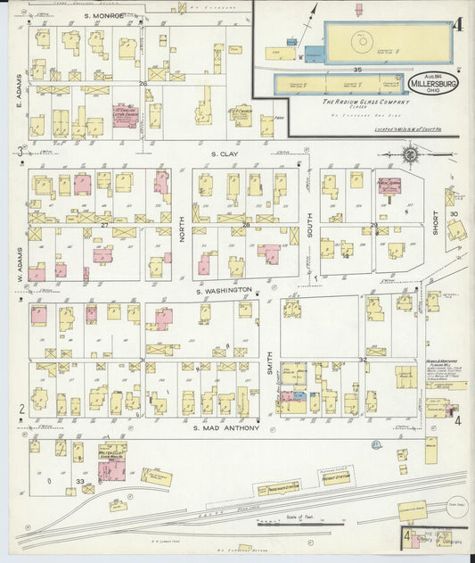 Sanborn Fire Insurance Map from Millersburg, Holmes County, Ohio (1914), Sheet #0004 - Historic Sanborn Fire Insurance Map Print, vintage old map wall art, antique decor, genealogy gift, Ohio Ohio map