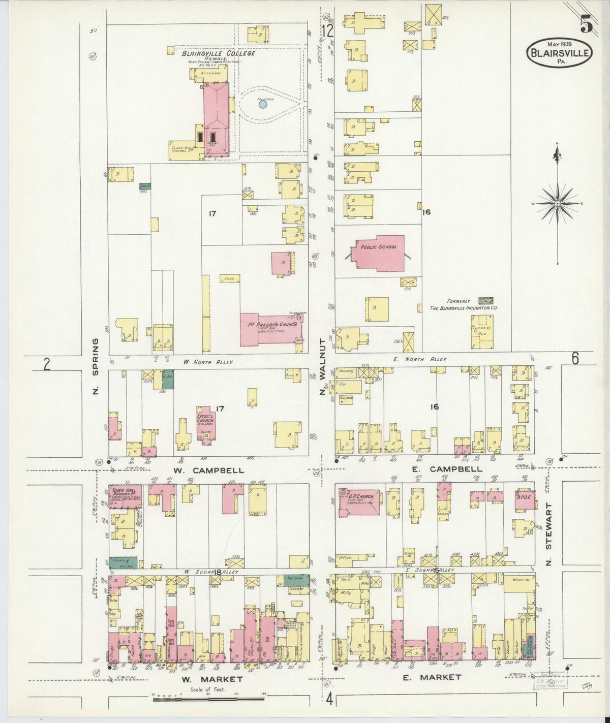 Sanborn Fire Insurance Map from Blairsville, Indiana County, Pennsylvania (1909), Sheet #0005 - Complete Map Set gallery image, historic Sanborn map, vintage wall art, Pennsylvania Pennsylvania