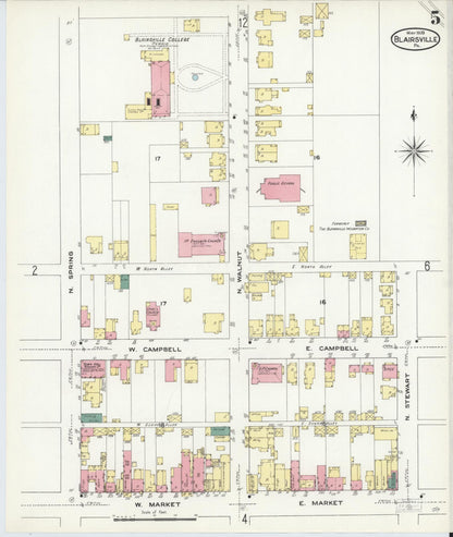 Sanborn Fire Insurance Map from Blairsville, Indiana County, Pennsylvania (1909), Sheet #0005 - Complete Map Set gallery image, historic Sanborn map, vintage wall art, Pennsylvania Pennsylvania