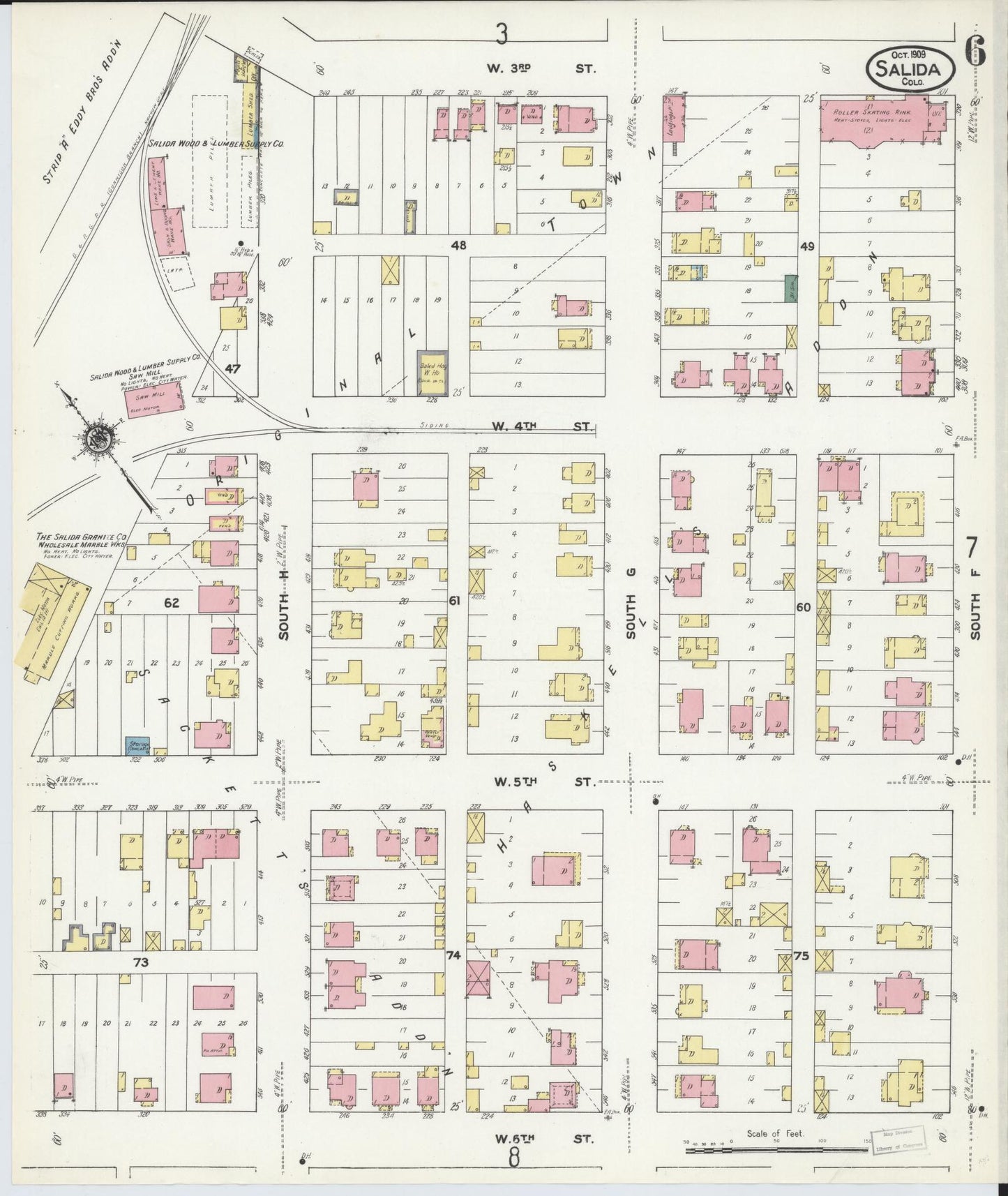 Sanborn Fire Insurance Map from Salida, Chaffee County, Colorado (1909), Sheet #0006 - Complete Map Set gallery image, historic Sanborn map, vintage wall art, Colorado Colorado