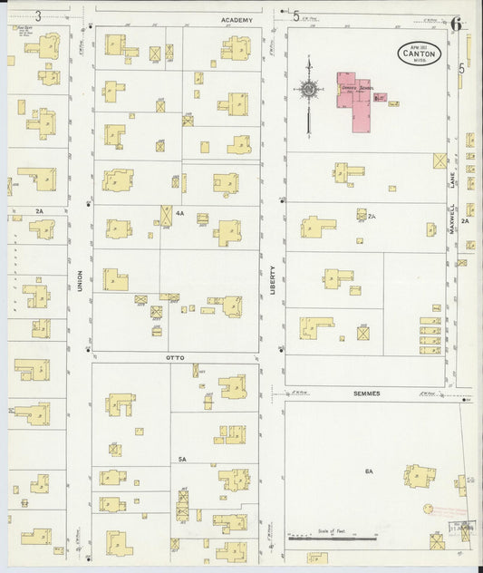 Sanborn Fire Insurance Map from Canton, Madison County, Mississippi (1911), Sheet #0006 - Historic Sanborn Fire Insurance Map Print, vintage old map wall art, antique decor, genealogy gift, Mississippi Mississippi map