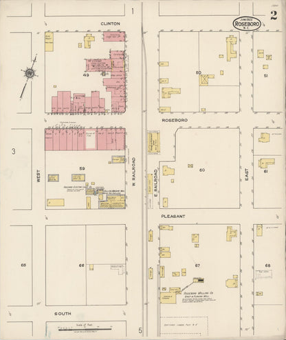 Sanborn Fire Insurance Map from Roseboro, Sampson County, North Carolina (1922), Sheet #0002 - Complete Map Set gallery image, historic Sanborn map, vintage wall art, North Carolina North Carolina