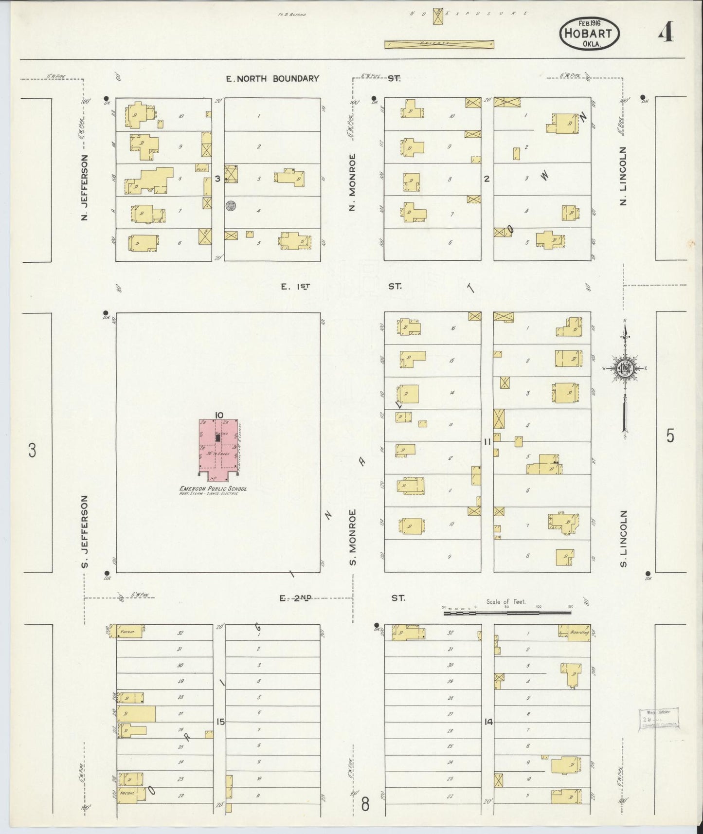 Sanborn Fire Insurance Map from Hobart, Kiowa County, Oklahoma (1916), Sheet #0004 - Historic Sanborn Fire Insurance Map Print, vintage old map wall art, antique decor, genealogy gift, Oklahoma Oklahoma map
