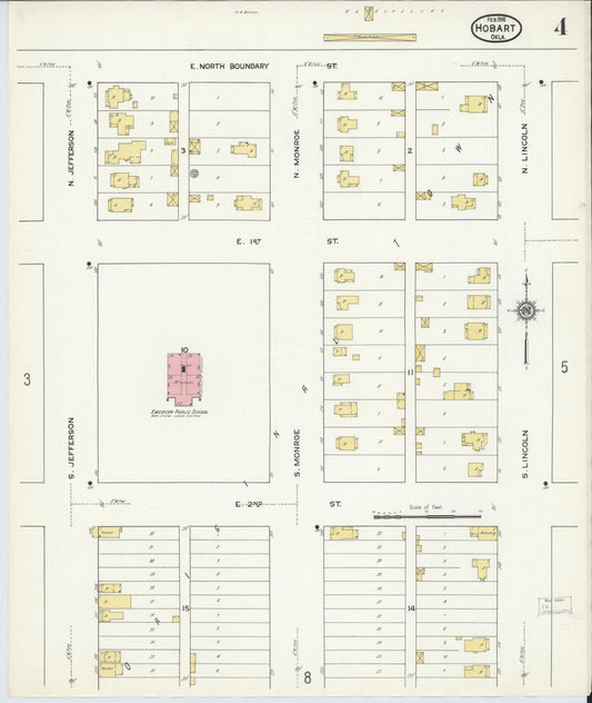 Sanborn Fire Insurance Map from Hobart, Kiowa County, Oklahoma (1916), Sheet #0004 - Historic Sanborn Fire Insurance Map Print, vintage old map wall art, antique decor, genealogy gift, Oklahoma Oklahoma map