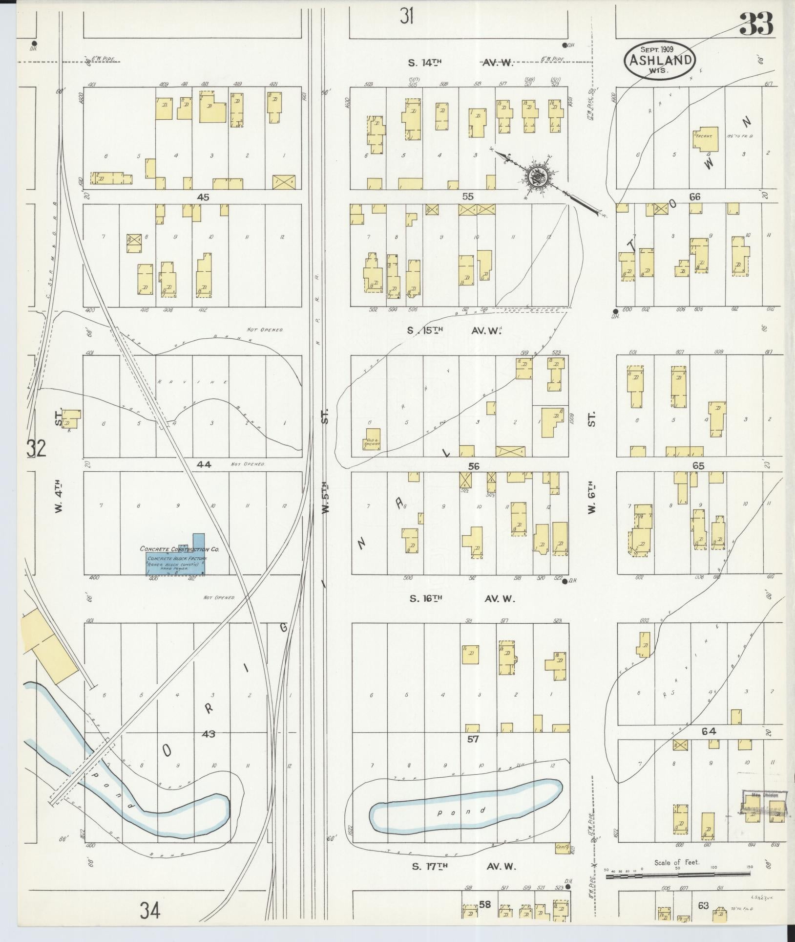 Sanborn Fire Insurance Map from Ashland, Ashland County, Wisconsin (1909), Sheet #0033 - Complete Map Set gallery image, historic Sanborn map, vintage wall art, Wisconsin Wisconsin