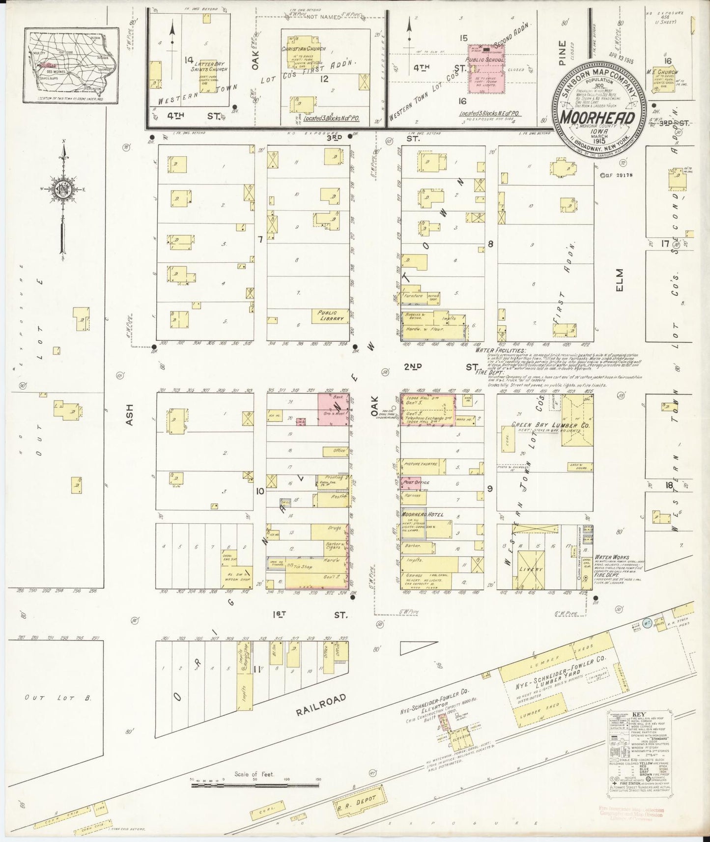 Sanborn Fire Insurance Map from Moorhead, Monona County, Iowa. (1915) – Map View