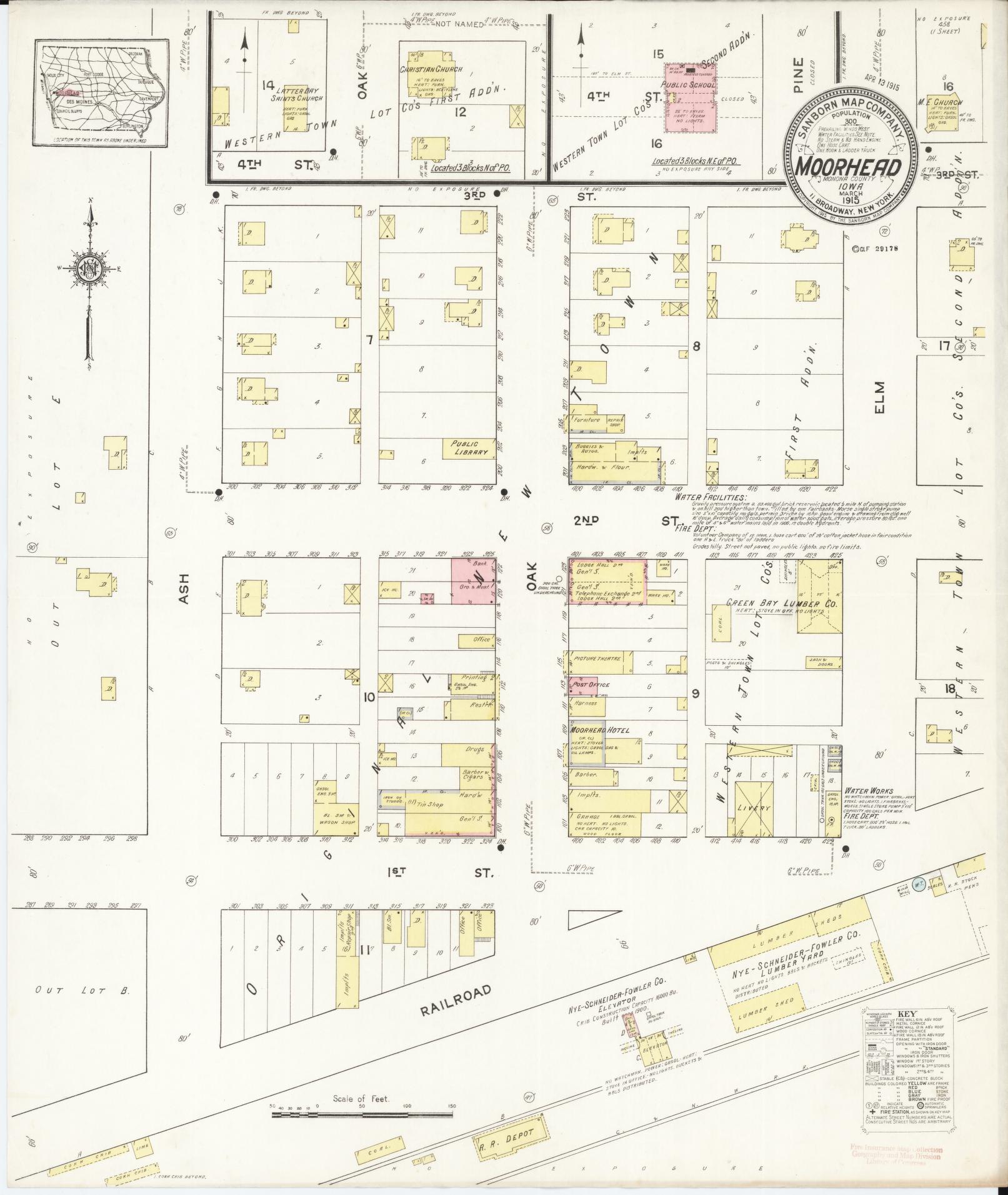 Sanborn Fire Insurance Map from Moorhead, Monona County, Iowa. (1915) – Map View