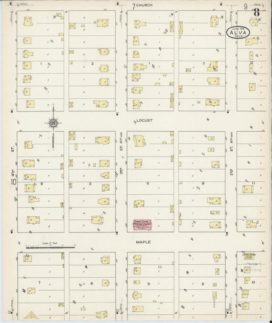 Sanborn Fire Insurance Map from Alva, Woods County, Oklahoma (1914), Sheet #0008 - Historic Sanborn Fire Insurance Map Print, vintage old map wall art, antique decor, genealogy gift, Oklahoma Oklahoma map