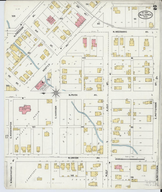 Sanborn Fire Insurance Map from Alliance, Stark County, Ohio (1904), Sheet #0002 - Historic Sanborn Fire Insurance Map Print, vintage old map wall art, antique decor, genealogy gift, Ohio Ohio map