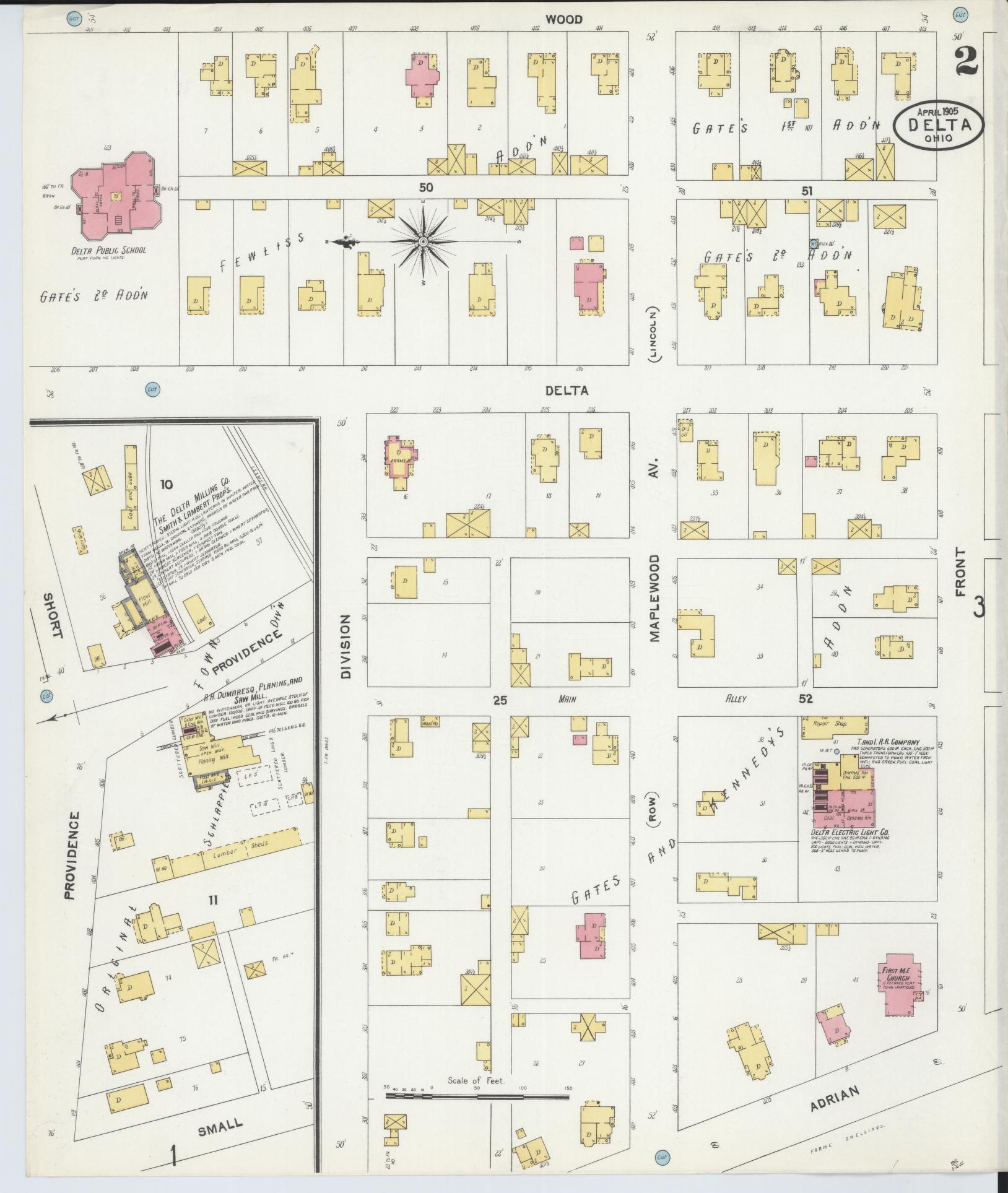 Sanborn Fire Insurance Map from Delta, Fulton County, Ohio (1905), Sheet #0002 - Complete Map Set gallery image, historic Sanborn map, vintage wall art, Ohio Ohio