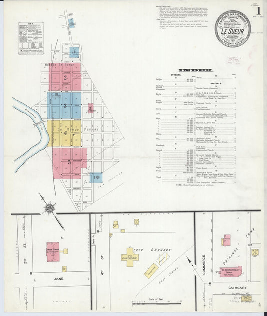 Sanborn Fire Insurance Map from Le Sueur, Le Sueur County, Minnesota (1911), Sheet #0001 - Complete Map Set gallery image, historic Sanborn map, vintage wall art, Minnesota Minnesota