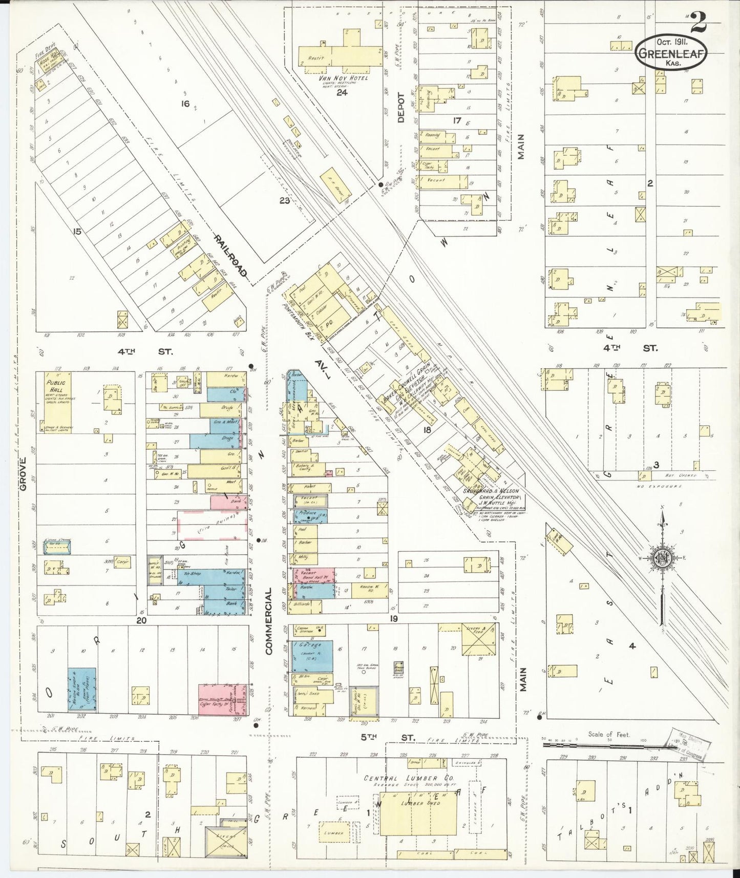 Sanborn Fire Insurance Map from Greenleaf, Washington County, Kansas (1911), Sheet #0002 - Historic Sanborn Fire Insurance Map Print, vintage old map wall art, antique decor, genealogy gift, Kansas Kansas map