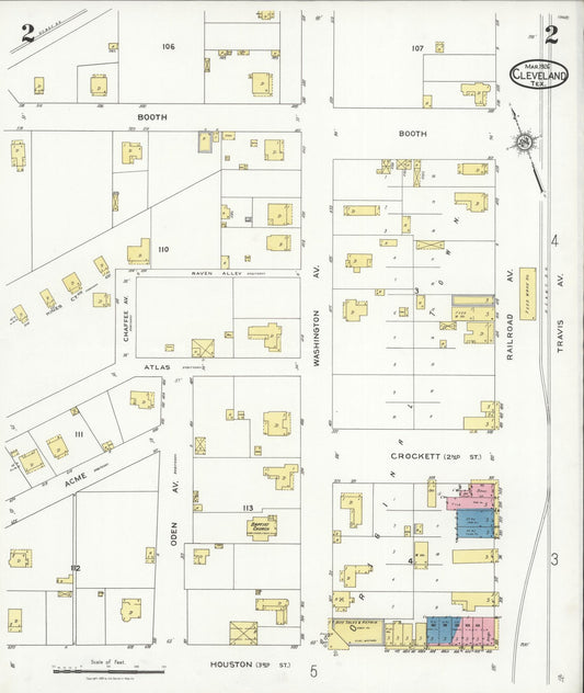 Sanborn Fire Insurance Map from Cleveland, Liberty County, Texas (1926), Sheet #0002 - Historic Sanborn Fire Insurance Map Print, vintage old map wall art, antique decor, genealogy gift, Texas Texas map