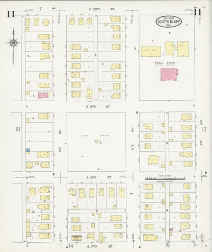 Sanborn Fire Insurance Map from Scottsbluff, Scotts Bluff County, Nebraska (1924), Sheet #0011 - Complete Map Set gallery image, historic Sanborn map, vintage wall art, Nebraska Nebraska