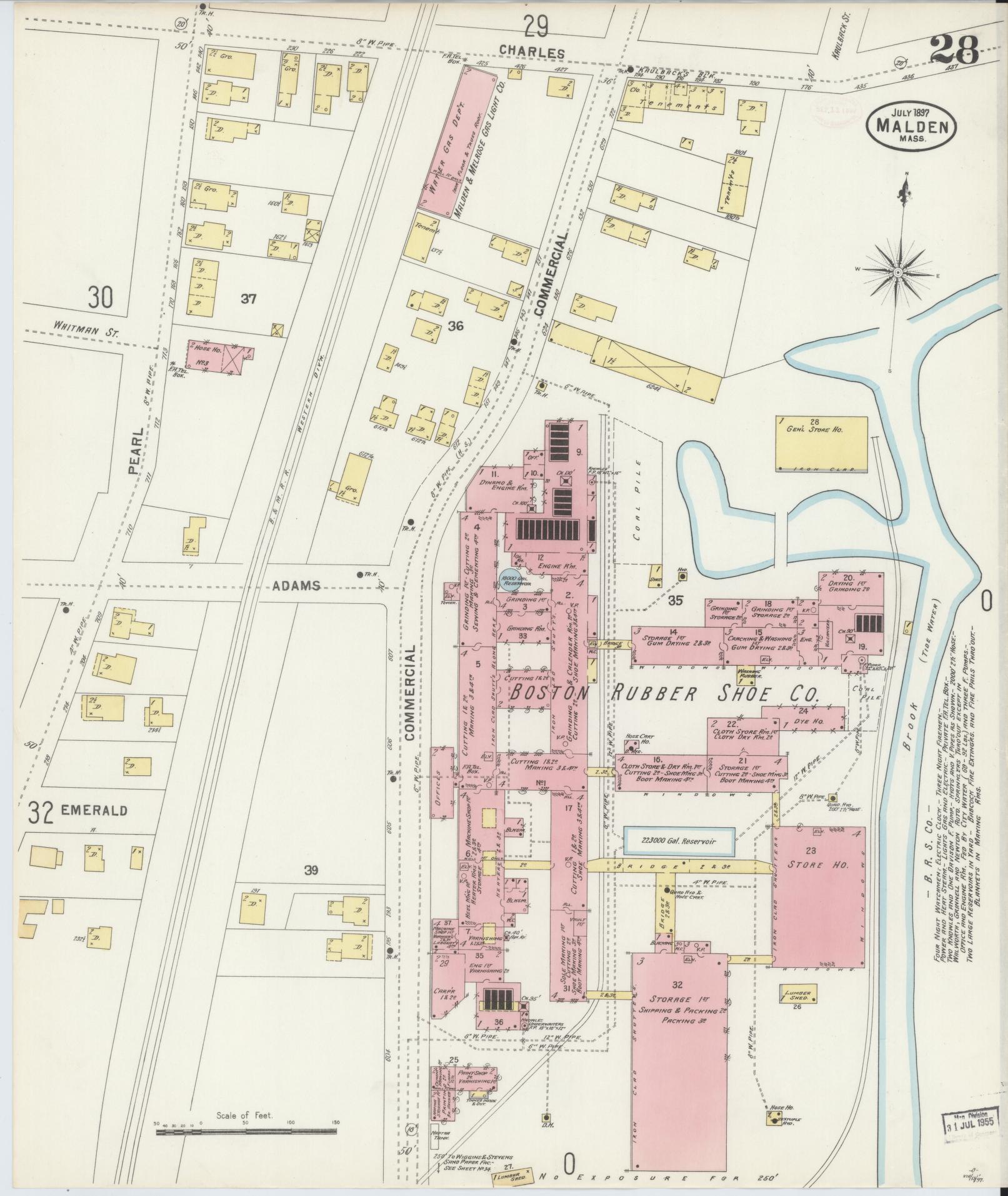 Sanborn Fire Insurance Map from Malden, Middlesex County, Massachusetts (1897), Sheet #0028 - Historic Sanborn Fire Insurance Map Print, vintage old map wall art, antique decor, genealogy gift, Massachusetts Massachusetts map