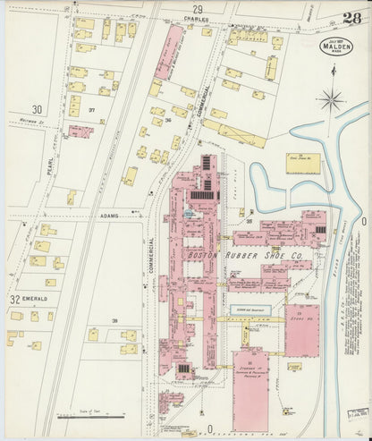 Sanborn Fire Insurance Map from Malden, Middlesex County, Massachusetts (1897), Sheet #0028 - Historic Sanborn Fire Insurance Map Print, vintage old map wall art, antique decor, genealogy gift, Massachusetts Massachusetts map