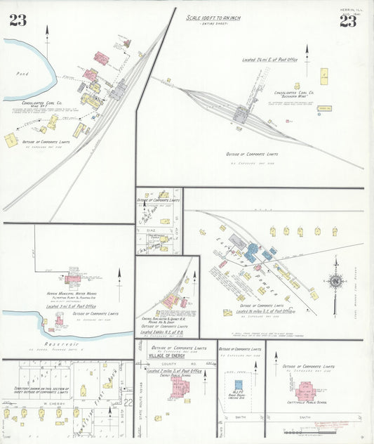 Sanborn Fire Insurance Map from Herrin, Williamson County, Illinois (1941), Sheet #0023 - Historic Sanborn Fire Insurance Map Print, vintage old map wall art, antique decor, genealogy gift, Illinois Illinois map