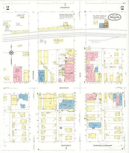Sanborn Fire Insurance Map from Paullina, O'Brien County, Iowa (1931), Sheet #0002 - Historic Sanborn Fire Insurance Map Print, vintage old map wall art