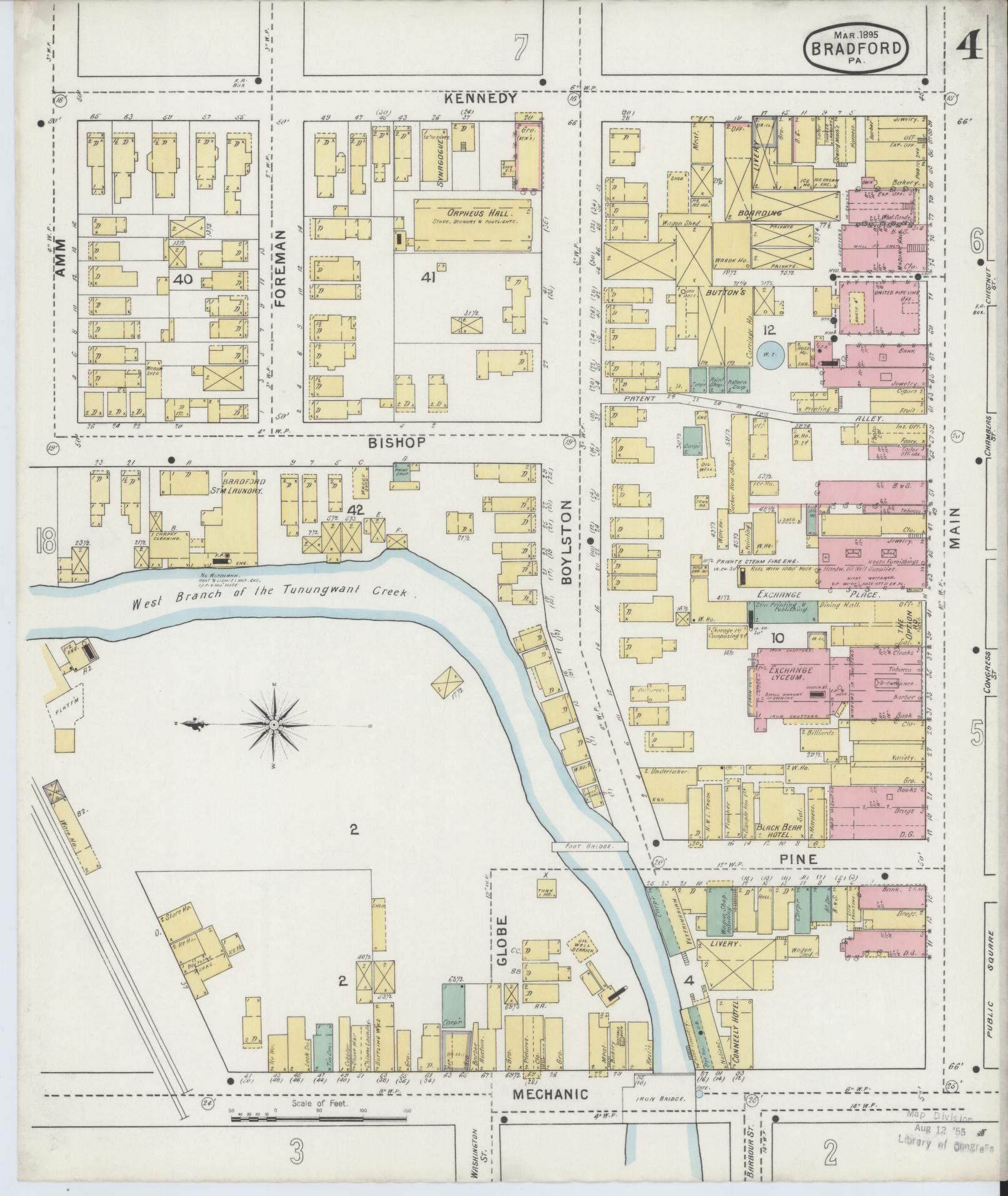 Sanborn Fire Insurance Map from Bradford, McKean County, Pennsylvania (1895), Sheet #0004 - Historic Sanborn Fire Insurance Map Print, vintage old map wall art, antique decor, genealogy gift, Pennsylvania Pennsylvania map