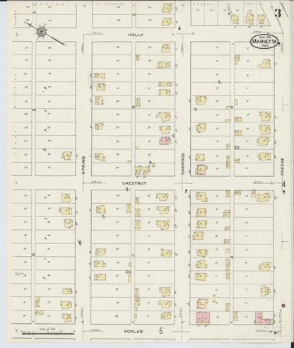 Sanborn Fire Insurance Map from Marietta, Washington County, Ohio (1915), Sheet #0003 - Complete Map Set gallery image, historic Sanborn map, vintage wall art, Ohio Ohio
