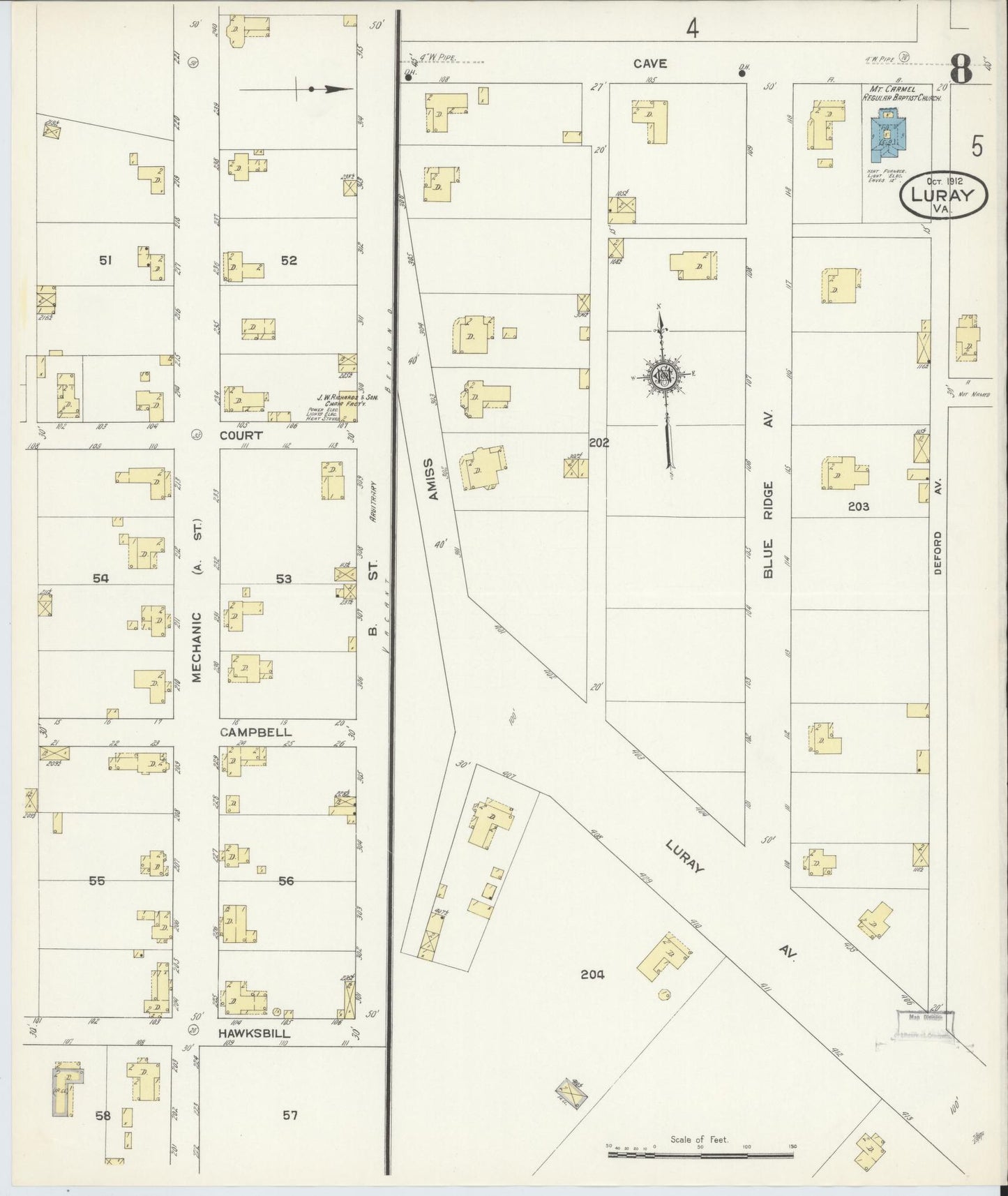 Sanborn Fire Insurance Map from Luray, Page County, Virginia (1912), Sheet #0008 - Complete Map Set gallery image, historic Sanborn map, vintage wall art, Virginia Virginia