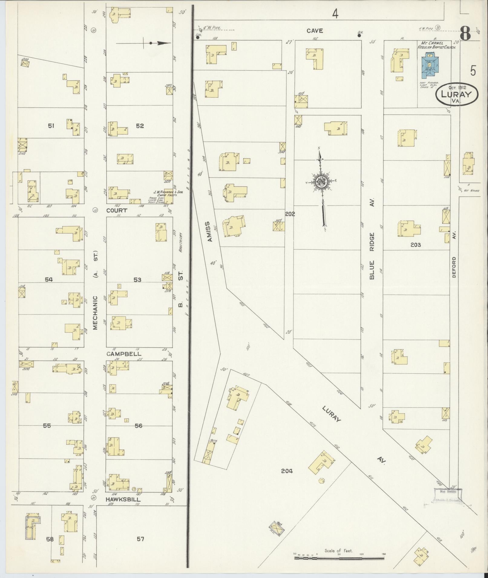 Sanborn Fire Insurance Map from Luray, Page County, Virginia (1912), Sheet #0008 - Complete Map Set gallery image, historic Sanborn map, vintage wall art, Virginia Virginia