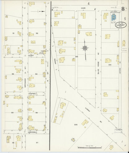 Sanborn Fire Insurance Map from Luray, Page County, Virginia (1912), Sheet #0008 - Complete Map Set gallery image, historic Sanborn map, vintage wall art, Virginia Virginia