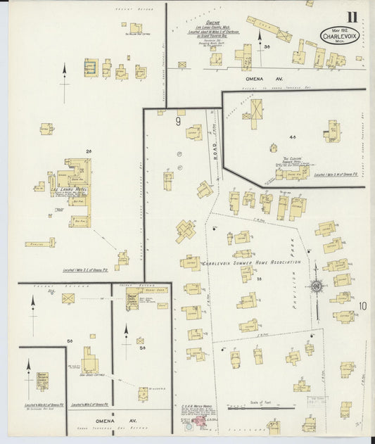 Sanborn Fire Insurance Map from Charlevoix, Charlevoix County, Michigan (1912), Sheet #0011 - Historic Sanborn Fire Insurance Map Print, vintage old map wall art, antique decor, genealogy gift, Michigan Michigan map