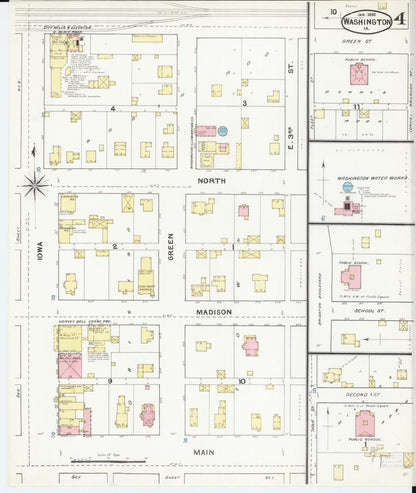 Sanborn Fire Insurance Map from Washington, Washington County, Iowa (1892), Sheet #0004 - Complete Map Set gallery image, historic Sanborn map, vintage wall art, Sanborn Fire Insurance Map from Washington Washington