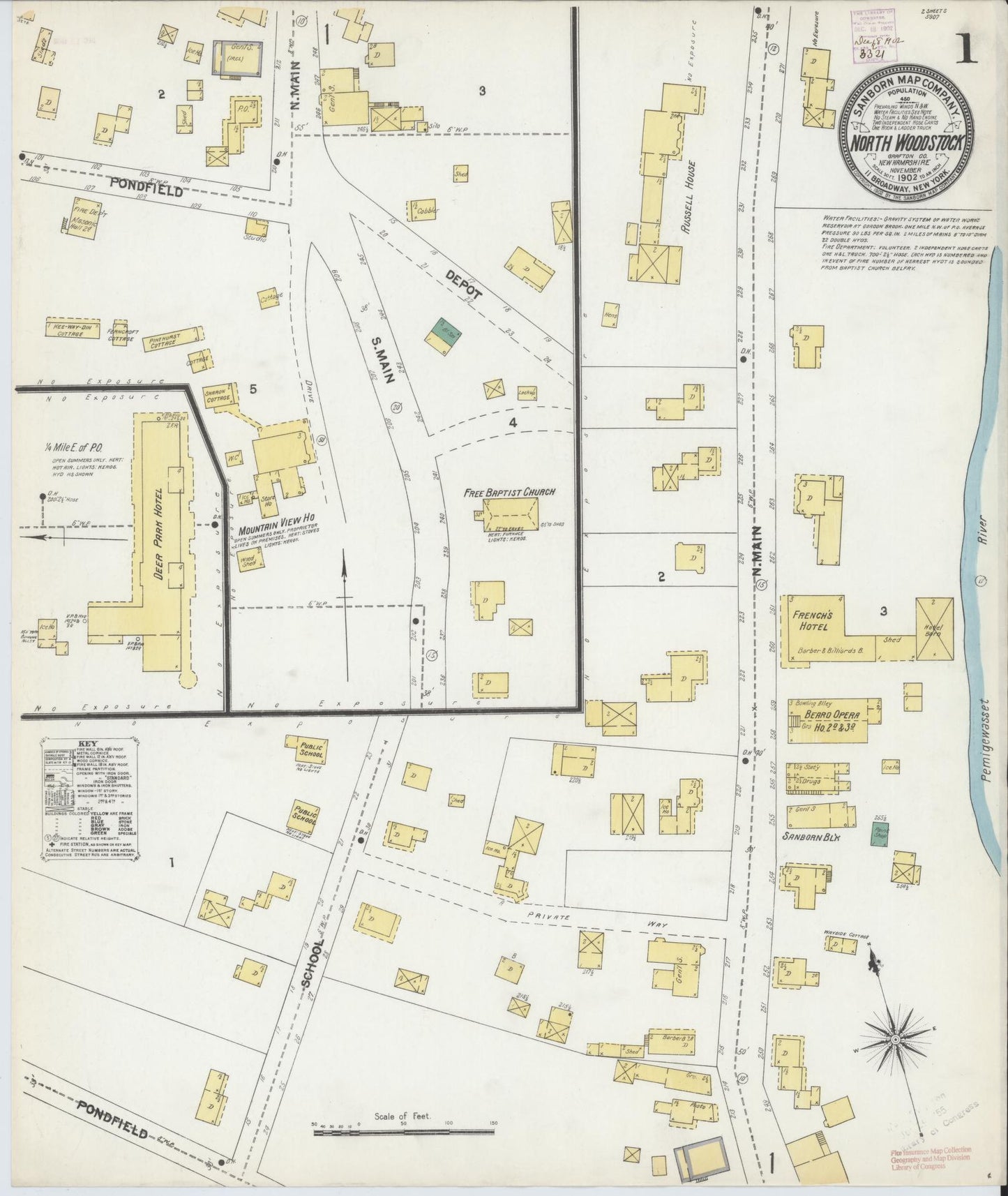 Sanborn Fire Insurance Map from North Woodstock, Grafton County, New Hampshire. (1902) – Historic Sanborn Fire Insurance Map Print