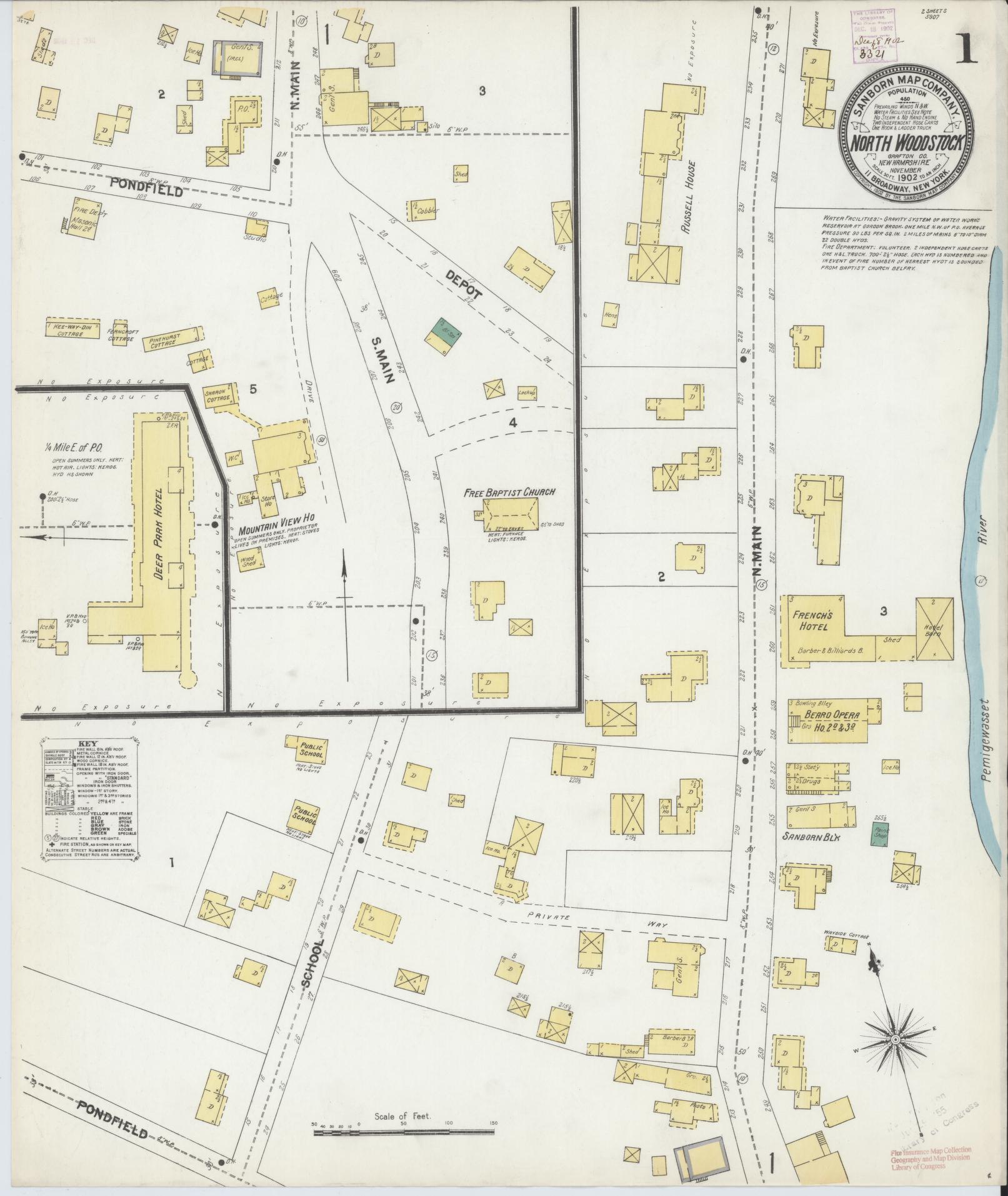 Sanborn Fire Insurance Map from North Woodstock, Grafton County, New Hampshire. (1902) – Historic Sanborn Fire Insurance Map Print