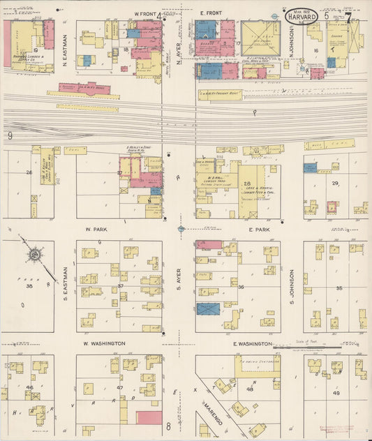 Sanborn Fire Insurance Map from Harvard, McHenry County, Illinois (1922), Sheet #0007 - Historic Sanborn Fire Insurance Map Print, vintage old map wall art, antique decor, genealogy gift, Illinois Illinois map