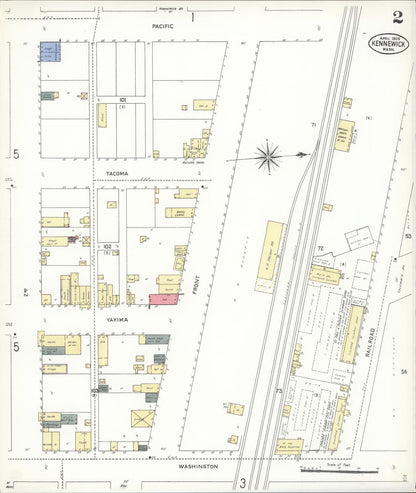 Sanborn Fire Insurance Map from Kennewick, Benton County, Washington (1909), Sheet #0006 - Complete Map Set gallery image, historic Sanborn map, vintage wall art, Washington Washington