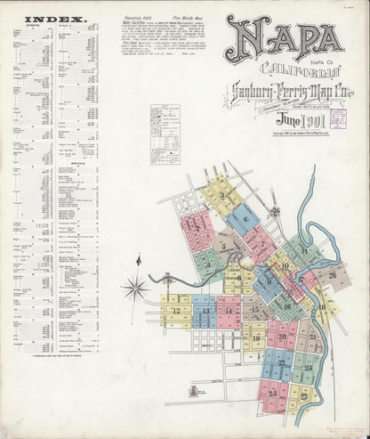 Sanborn Fire Insurance Map from Napa, Napa County, California (1901), Sheet #0001 - Complete Map Set gallery image, historic Sanborn map, vintage wall art, California California