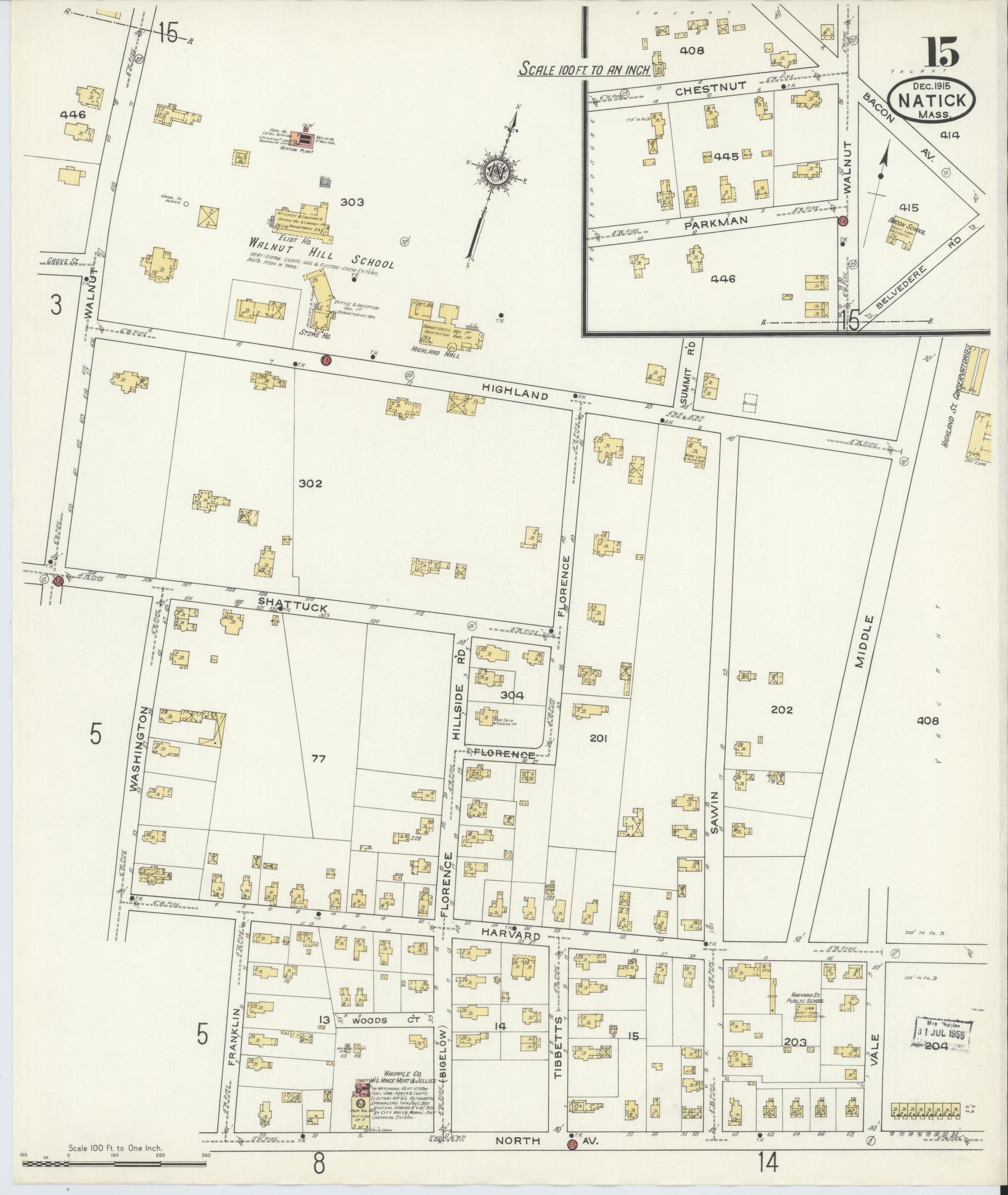 Sanborn Fire Insurance Map from Natick, Middlesex County, Massachusetts (1915), Sheet #0015 - Complete Map Set gallery image, historic Sanborn map, vintage wall art, Massachusetts Massachusetts