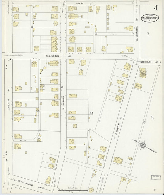 Sanborn Fire Insurance Map from Washington, Warren County, New Jersey (1914), Sheet #0004 - Historic Sanborn Fire Insurance Map Print, vintage old map wall art, antique decor, genealogy gift, Washington Washington map