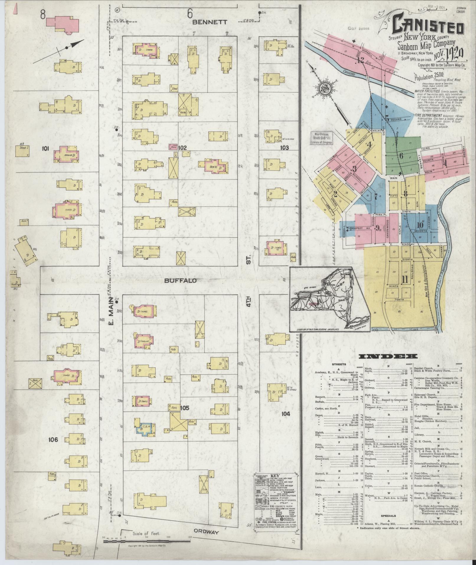 Sanborn Fire Insurance Map from Canisteo, Steuben County, New York. (1920) – Historic Sanborn Fire Insurance Map Print