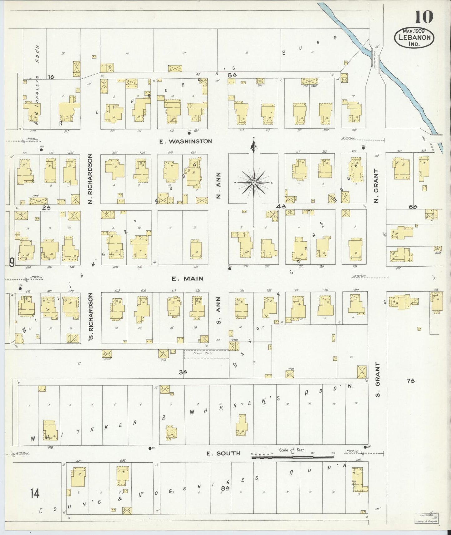 Sanborn Fire Insurance Map from Lebanon, Boone County, Indiana (1909), Sheet #0010 - Complete Map Set gallery image, historic Sanborn map, vintage wall art, Indiana Indiana
