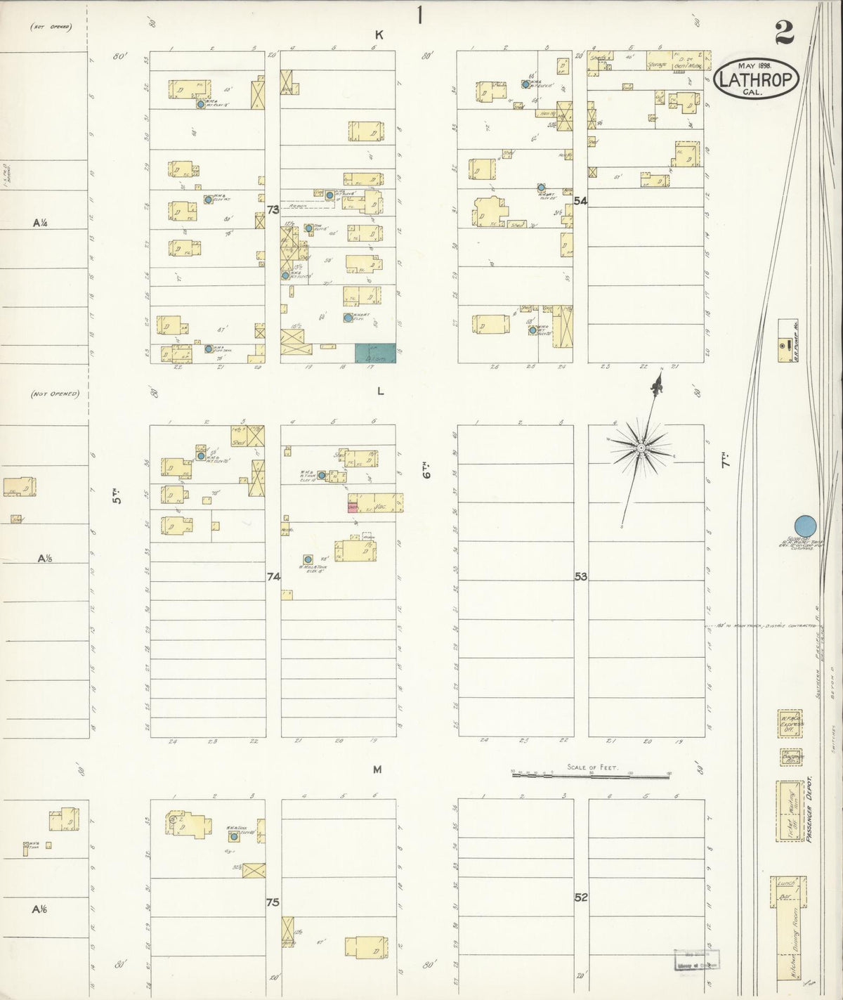 Sanborn Fire Insurance Map from Lathrop, San Joaquin County, California (1898), Sheet #0002 - Complete Map Set gallery image, historic Sanborn map, vintage wall art, California California