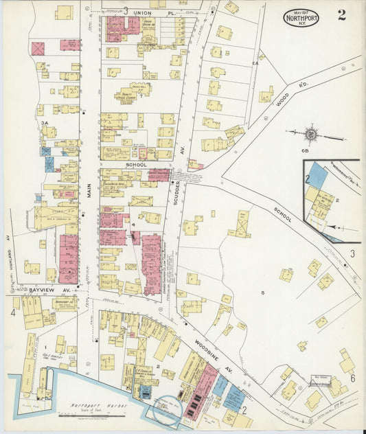 Sanborn Fire Insurance Map from Northport, Suffolk County, New York (1917), Sheet #0002 - Historic Sanborn Fire Insurance Map Print, vintage old map wall art, antique decor, genealogy gift, New York New York map