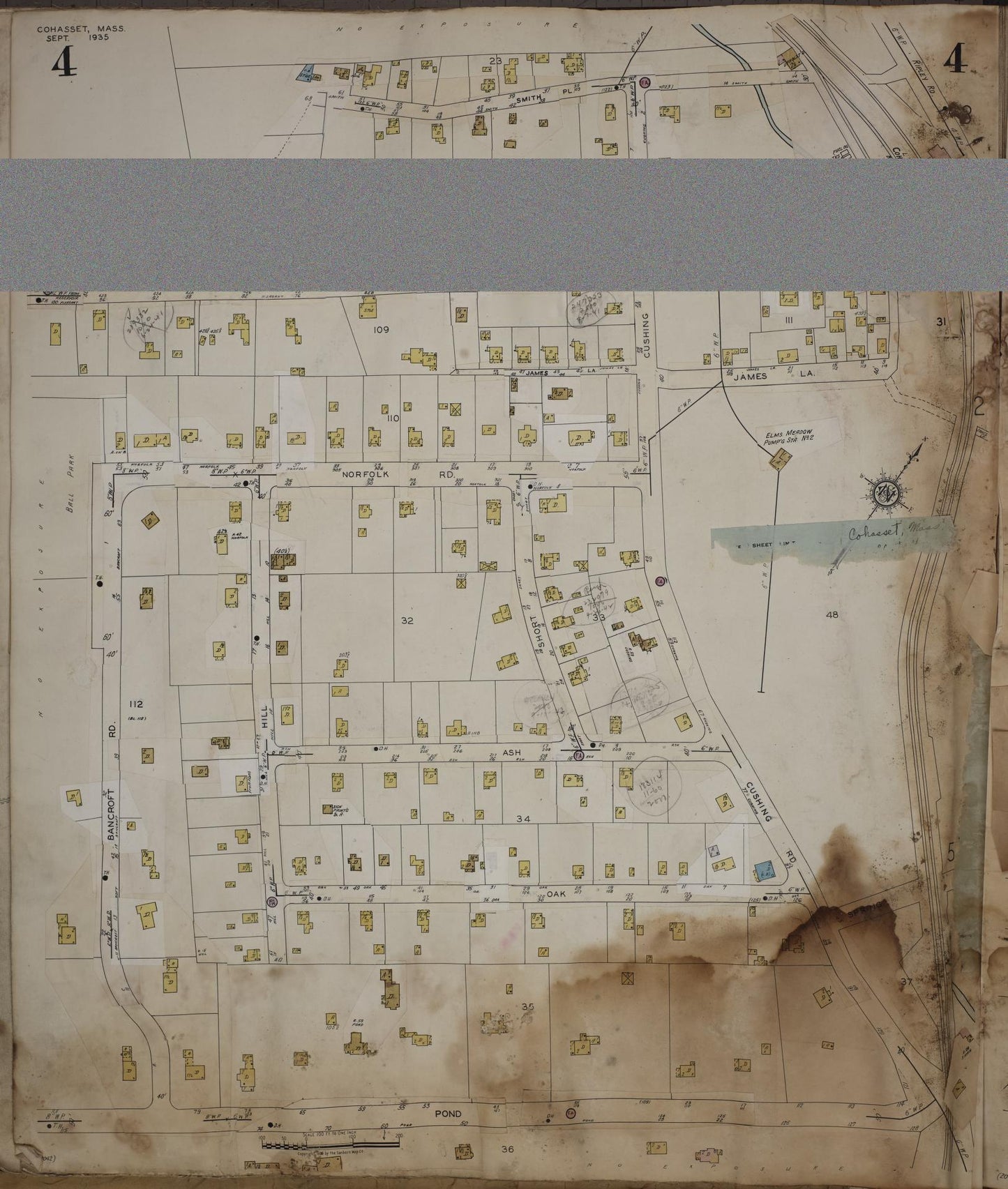 Sanborn Fire Insurance Map from Cohasset, Norfolk County, Massachusetts (1963), Sheet #0004 - Historic Sanborn Fire Insurance Map Print, vintage old map wall art, antique decor, genealogy gift, Massachusetts Massachusetts map