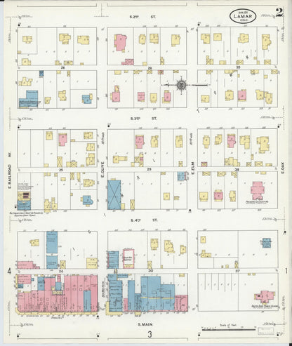Sanborn Fire Insurance Map from Lamar, Prowers County, Colorado (1911), Sheet #0002 - Complete Map Set gallery image, historic Sanborn map, vintage wall art, Colorado Colorado