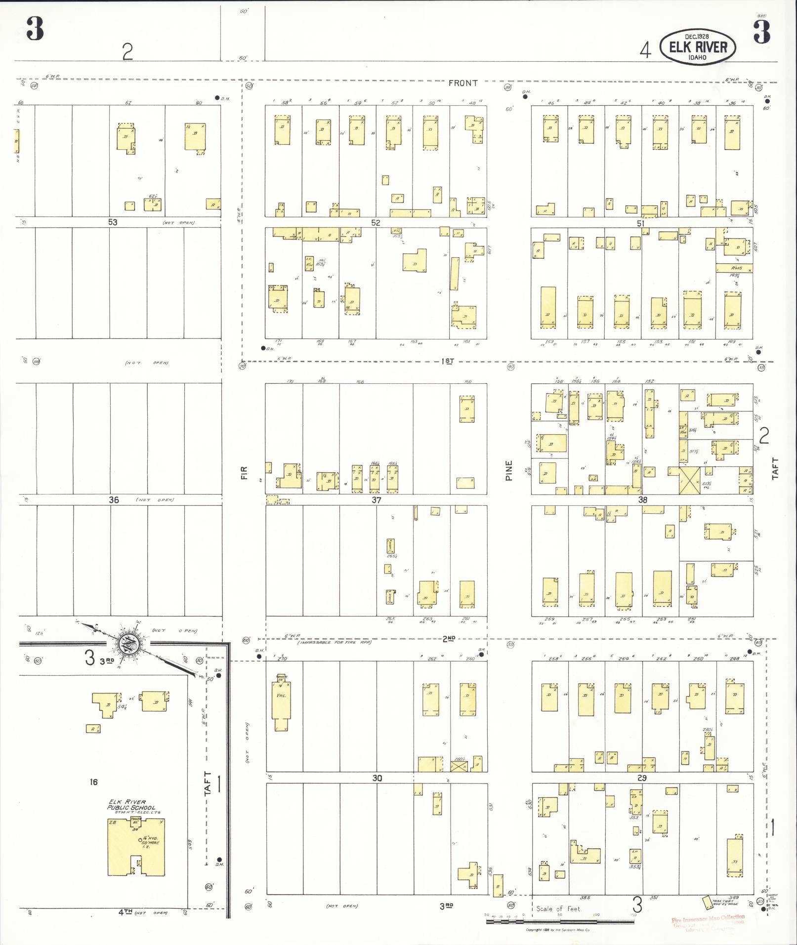Sanborn Fire Insurance Map from Elk River, Clearwater County, Idaho (1928), Sheet #0003 - Complete Map Set gallery image, historic Sanborn map, vintage wall art, Idaho Idaho