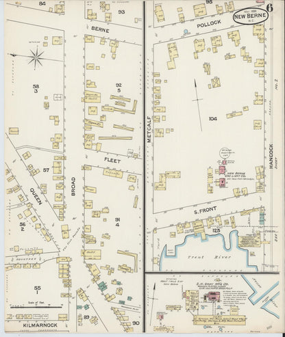 Sanborn Fire Insurance Map from New Bern, Craven County, North Carolina (1888), Sheet #0006 - Complete Map Set gallery image, historic Sanborn map, vintage wall art, North Carolina North Carolina