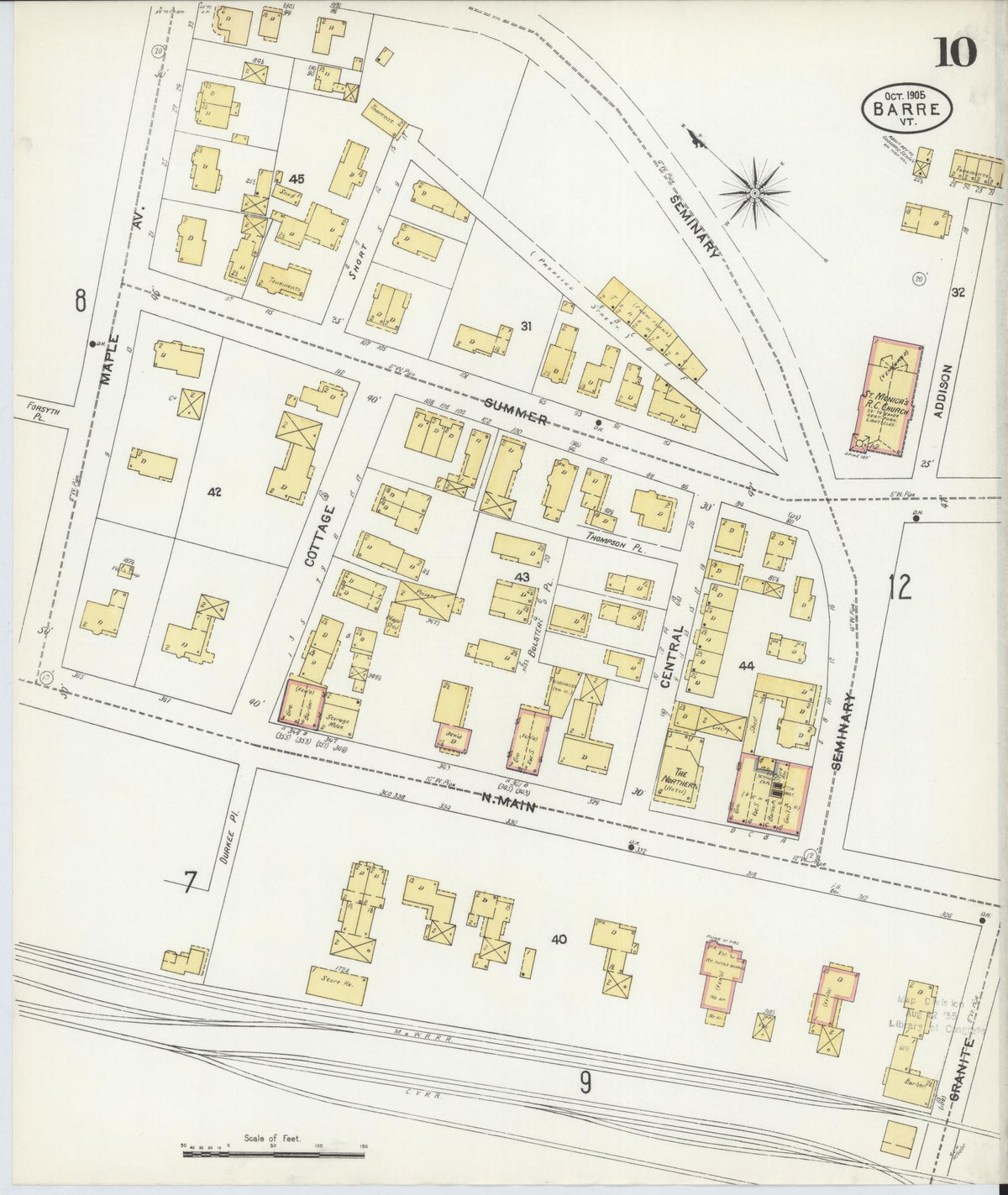 Sanborn Fire Insurance Map from Barre, Washington County, Vermont (1905), Sheet #0010 - Historic Sanborn Fire Insurance Map Print, vintage old map wall art, antique decor, genealogy gift, Vermont Vermont map