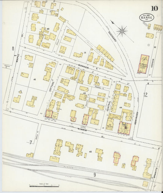 Sanborn Fire Insurance Map from Barre, Washington County, Vermont (1905), Sheet #0010 - Historic Sanborn Fire Insurance Map Print, vintage old map wall art, antique decor, genealogy gift, Vermont Vermont map