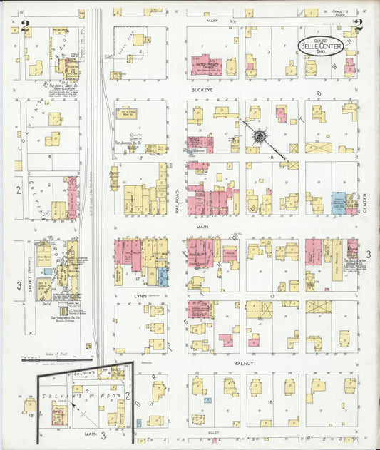 Sanborn Fire Insurance Map from Belle Centre, Logan County, Ohio (1927), Sheet #0002 - Historic Sanborn Fire Insurance Map Print, vintage old map wall art, antique decor, genealogy gift, Ohio Ohio map