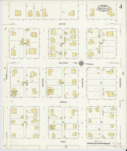 Sanborn Fire Insurance Map from Mexia, Limestone County, Texas (1911), Sheet #0004 - Historic Sanborn Fire Insurance Map Print, vintage old map wall art, antique decor, genealogy gift, Texas Texas map