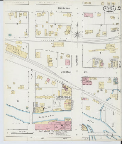 Sanborn Fire Insurance Map from Albion, Calhoun County, Michigan (1888), Sheet #0002 - Complete Map Set gallery image, historic Sanborn map, vintage wall art, Michigan Michigan