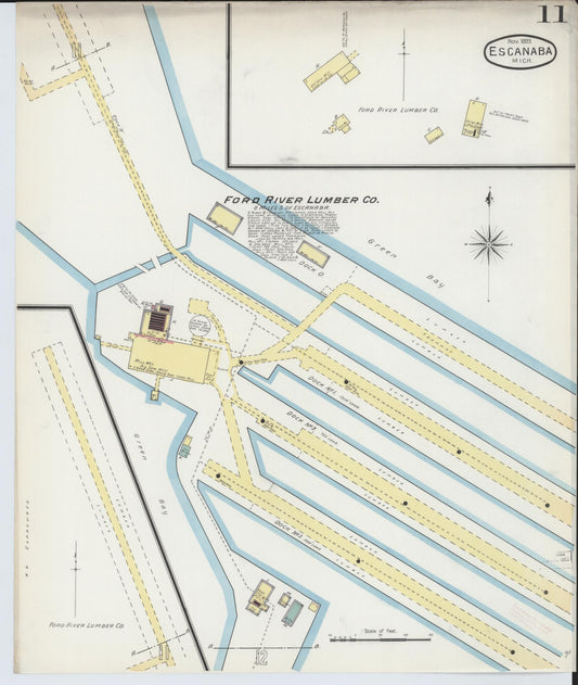 Sanborn Fire Insurance Map from Escanaba, Delta County, Michigan (1893), Sheet #0011 - Historic Sanborn Fire Insurance Map Print, vintage old map wall art, antique decor, genealogy gift, Michigan Michigan map